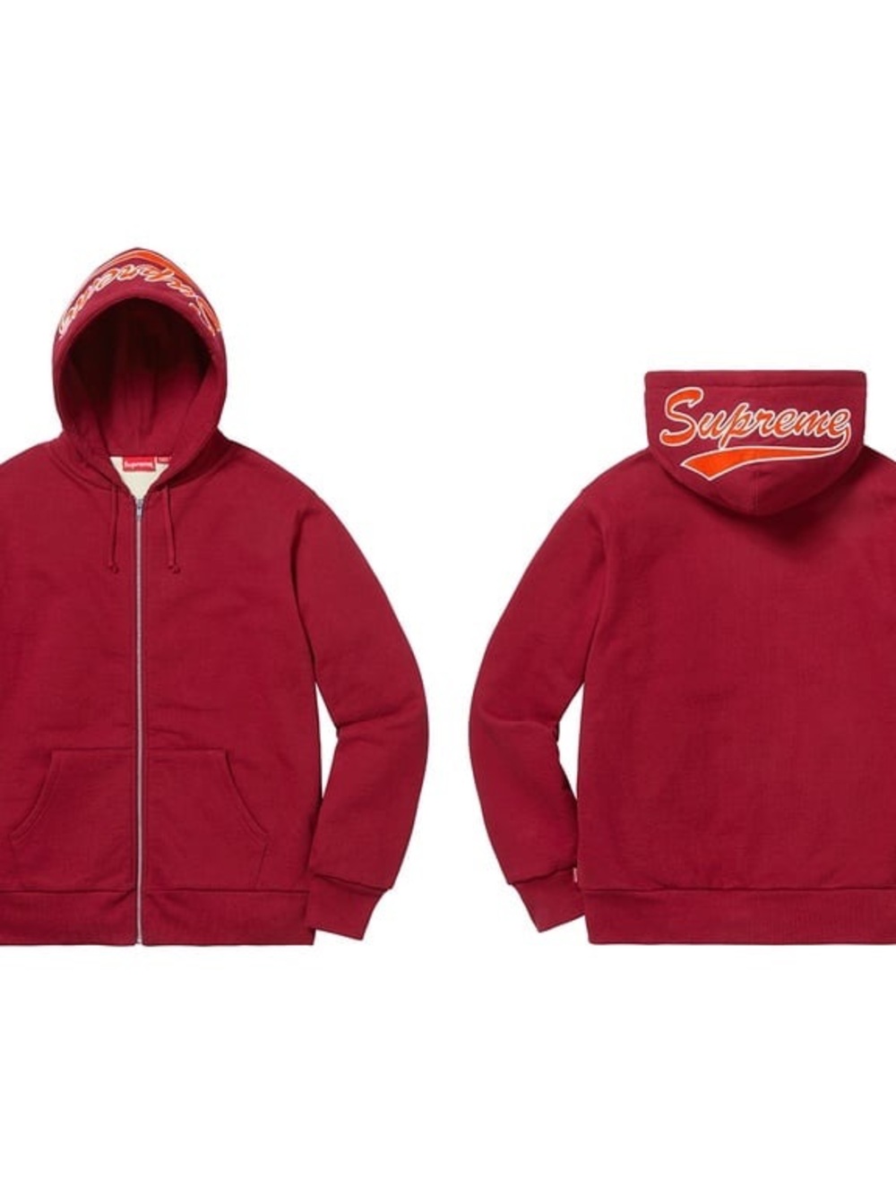 Supreme Burgundy Thermal Zip Up Sweatshirt